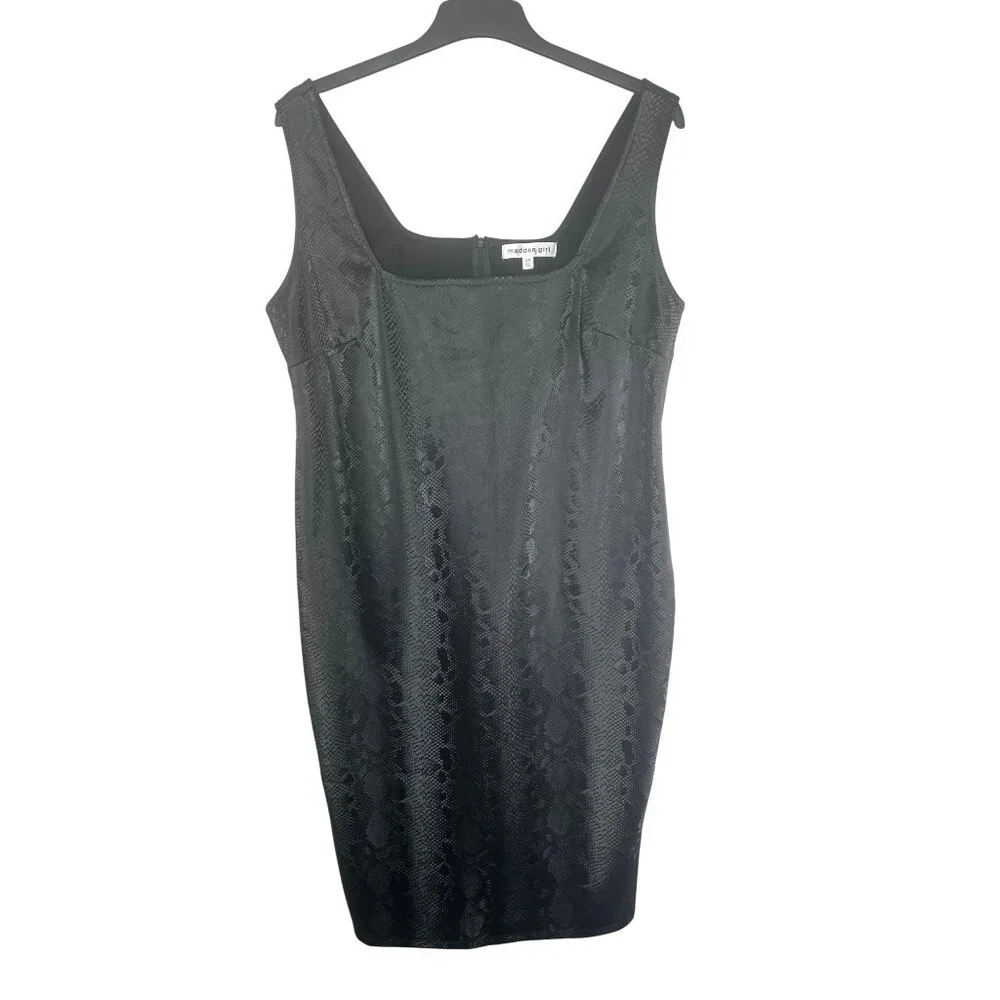 Madden Girl Black Faux Snakeskin Sleeveless Bodycon Dress 2X - Picture 2 of 14